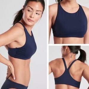 NWT Athleta Navy Blue High Neck Bikini Top (size Large)